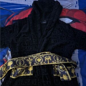 Versace Black Robe with Gold Baroque Design